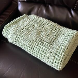 Mint light green blanket crocheted